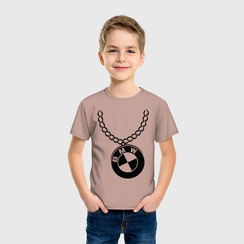 Детская футболка БМВ медальон / Пыльно-розовый – фото 3