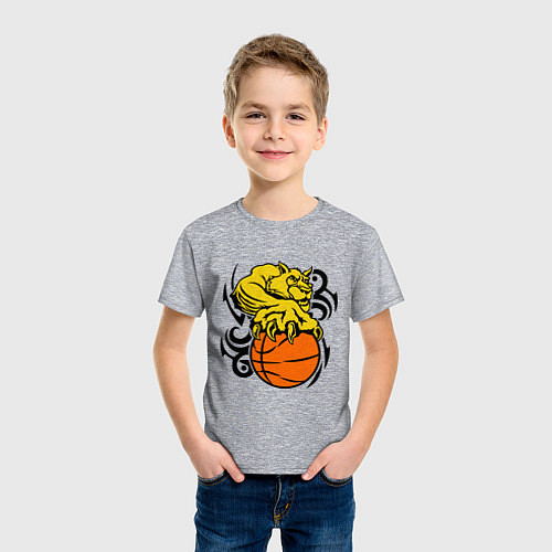 Детская футболка Тигр с мячом / Меланж – фото 3