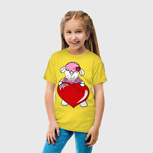 Детская футболка Барашек с сердцем / Желтый – фото 4