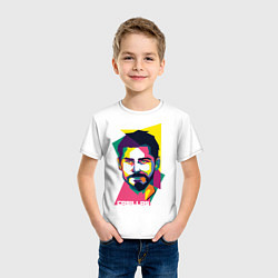 Футболка хлопковая детская Икер Касильяс: фан-арт, цвет: белый — фото 2