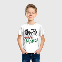 Футболка хлопковая детская All you need is money, цвет: белый — фото 2