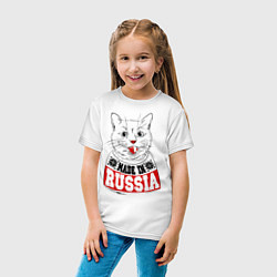 Футболка хлопковая детская Made in Russia: киса, цвет: белый — фото 2