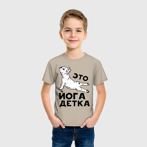 Детская футболка Это йога детка / Миндальный – фото 3