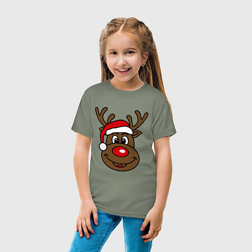 Детская футболка Рождественский олень / Авокадо – фото 4