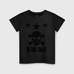 Футболка хлопковая детская SWAG Skull, цвет: черный