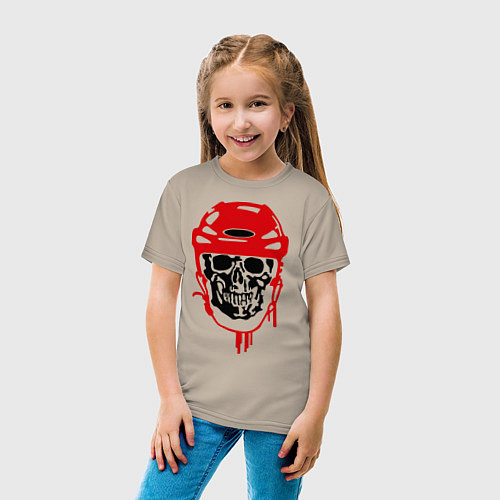 Детская футболка Мертвый хоккеист / Миндальный – фото 4