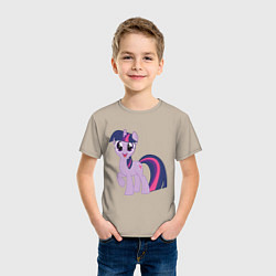 Футболка хлопковая детская Пони Сумеречная Искорка, цвет: миндальный — фото 2