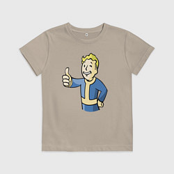 Футболка хлопковая детская Fallout vault boy, цвет: миндальный