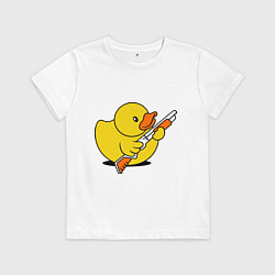 Футболка хлопковая детская Утенок с ружъем, цвет: белый