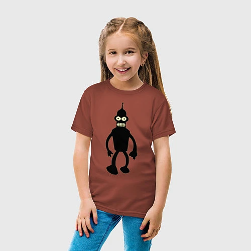 Детская футболка Черный Бендер / Кирпичный – фото 4