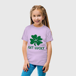 Футболка хлопковая детская Get lucky, цвет: лаванда — фото 2