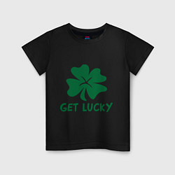 Футболка хлопковая детская Get lucky, цвет: черный