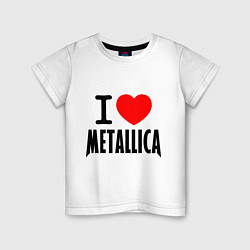 Футболка хлопковая детская I love Metallica, цвет: белый