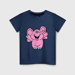 Футболка хлопковая детская Розовый слон, цвет: тёмно-синий