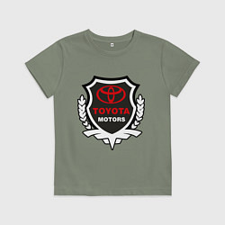 Футболка хлопковая детская Тойота моторс герб, цвет: авокадо