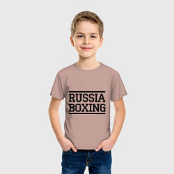Футболка хлопковая детская Russia boxing, цвет: пыльно-розовый — фото 2