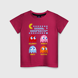 Футболка хлопковая детская Pac-Man: Usual Suspects, цвет: маджента