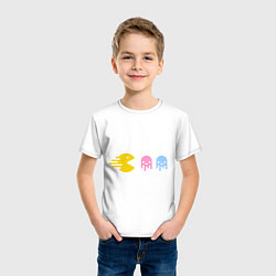 Футболка хлопковая детская Pac-Man: Fast Eat, цвет: белый — фото 2