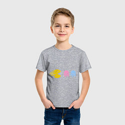 Футболка хлопковая детская Pac-Man: Fast Eat, цвет: меланж — фото 2