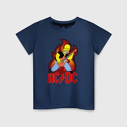 Футболка хлопковая детская AC/DC Homer, цвет: тёмно-синий