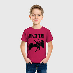 Футболка хлопковая детская Led Zeppelin Swan, цвет: маджента — фото 2