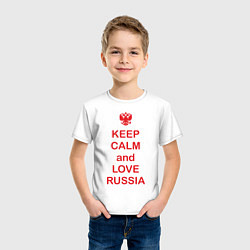 Футболка хлопковая детская Keep Calm & Love Russia, цвет: белый — фото 2