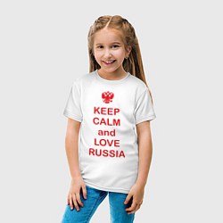 Футболка хлопковая детская Keep Calm & Love Russia, цвет: белый — фото 2