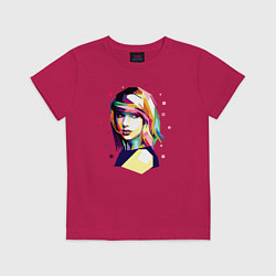 Футболка хлопковая детская Taylor Swift Art, цвет: маджента