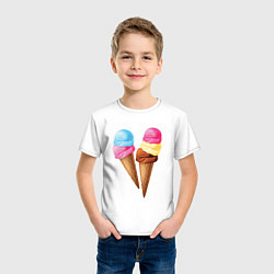 Футболка хлопковая детская Мороженое, цвет: белый — фото 2