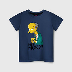 Футболка хлопковая детская Mr. Burns: I get money, цвет: тёмно-синий