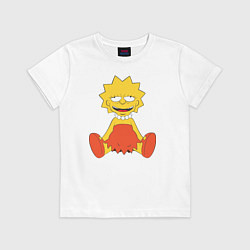 Футболка хлопковая детская Lisa Simpson happy, цвет: белый
