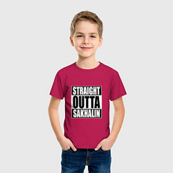 Футболка хлопковая детская Straight Outta Sakhalin, цвет: маджента — фото 2