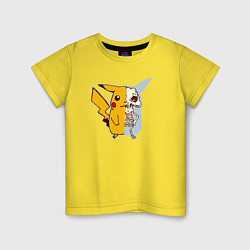 Футболка хлопковая детская Рентген Пикачу, цвет: желтый