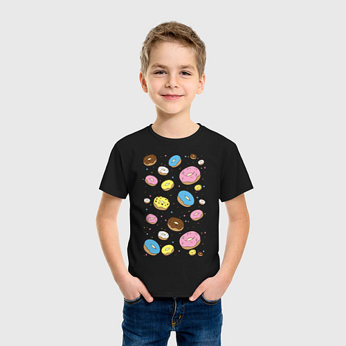 Детская футболка Пончики / Черный – фото 3