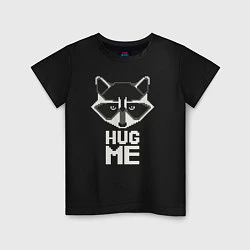 Футболка хлопковая детская Raccoon: Hug me, цвет: черный