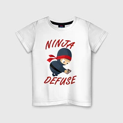 Футболка хлопковая детская Ninja Defuse, цвет: белый