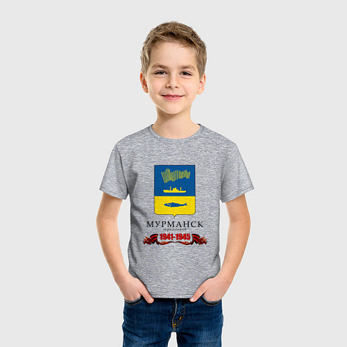 Детская футболка Город-герой Мурманск 1941-1945 / Меланж – фото 3