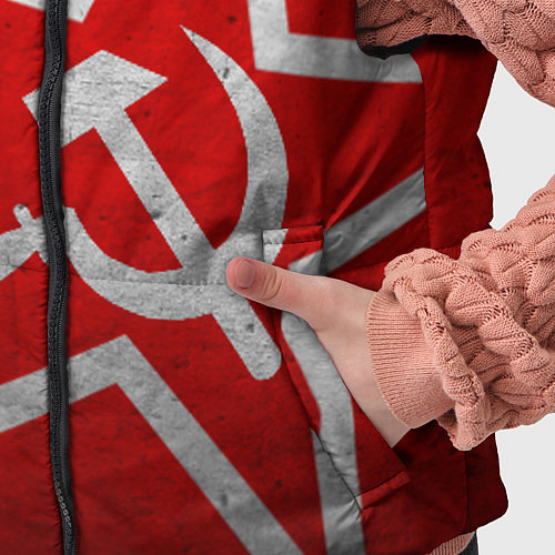 Детский жилет Флаг СССР: Серп и Молот / 3D-Светло-серый – фото 5
