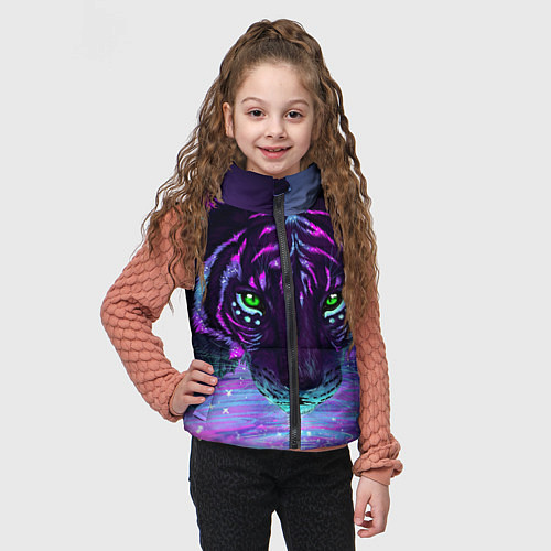 Детский жилет Неоновый тигр / 3D-Красный – фото 3