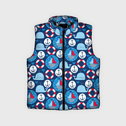 Детский жилет Киты и яхты, цвет: 3D-черный