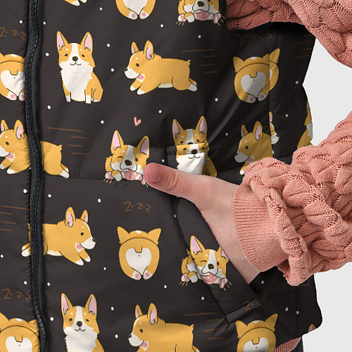 Детский жилет Вельш корги бемброк - забавные щенки паттерн / 3D-Черный – фото 5