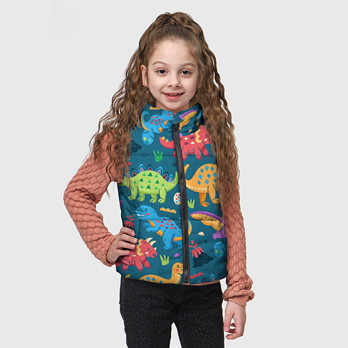 Детский жилет Арт с динозаврами / 3D-Красный – фото 3