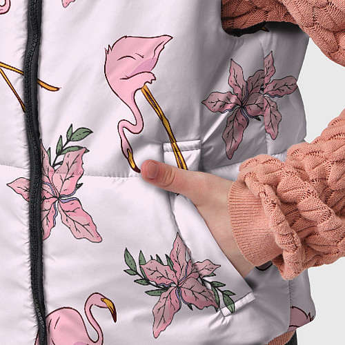 Детский жилет Розовый фламинго / 3D-Черный – фото 5