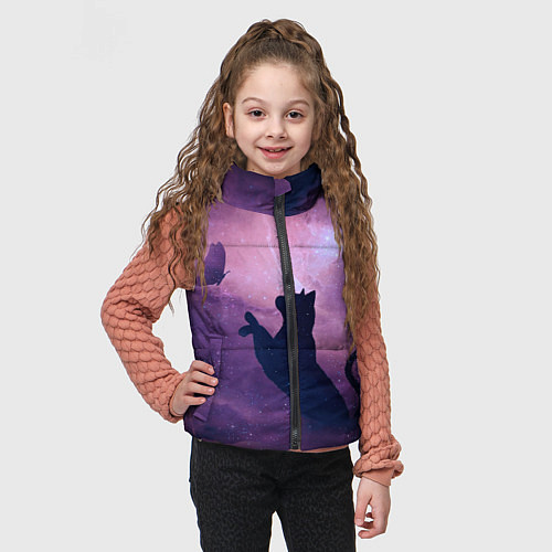 Детский жилет Кошка играет с бабочкой / 3D-Красный – фото 3