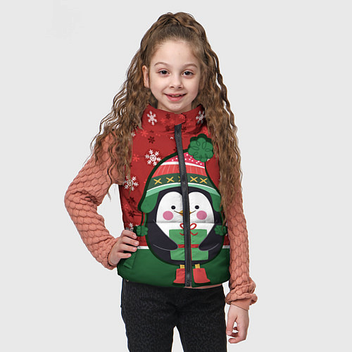 Детский жилет Пингвин Новый год / 3D-Красный – фото 3