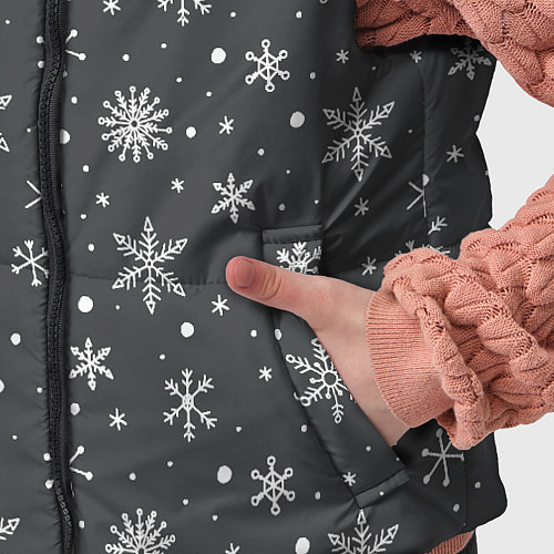 Детский жилет Белые снежинки на сером фоне / 3D-Светло-серый – фото 5