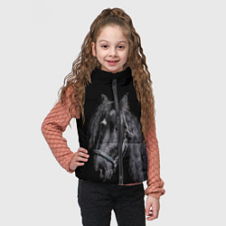 Детский жилет Лошадь на черном фоне, цвет: 3D-светло-серый — фото 2