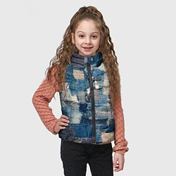 Детский жилет Patchwork Jeans Осень Зима 2023, цвет: 3D-черный — фото 2