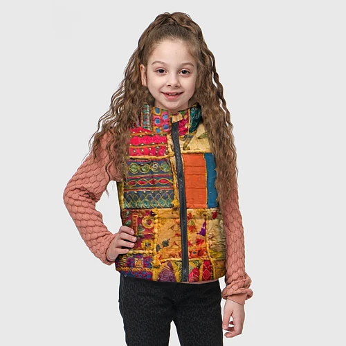 Детский жилет Пэчворк Лоскутное одеяло Patchwork Quilt / 3D-Красный – фото 3