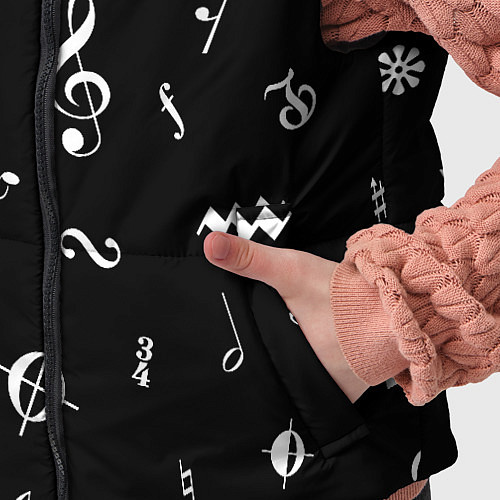 Детский жилет Нотные Знаки Белые на Черном / 3D-Черный – фото 5